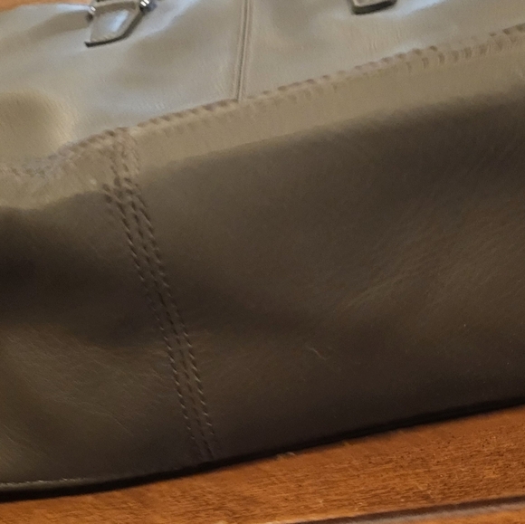 Margot Green Taupe Leather Shoulder Tote Bag Braided Straps - Picture 5 of 11